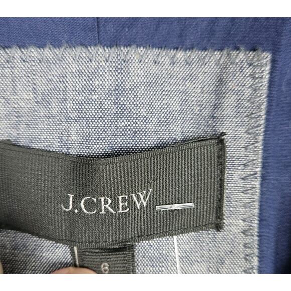 J.Crew Chambray Cotton Tailored One Button Blazer Jacket Blue Womens Size 6 - Picture 3 of 10